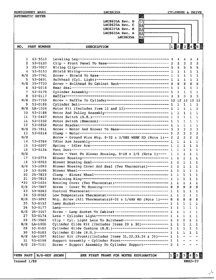 Cylinder And Drive Page 2 Diagram and Parts List for 8635A  Norge Dryer