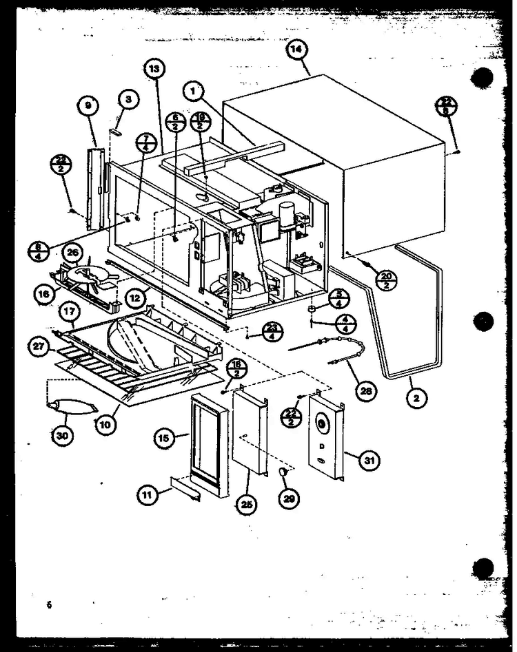 Oven Cavity Diagram and Parts List for RS60 P76695-5M Amana Microwave