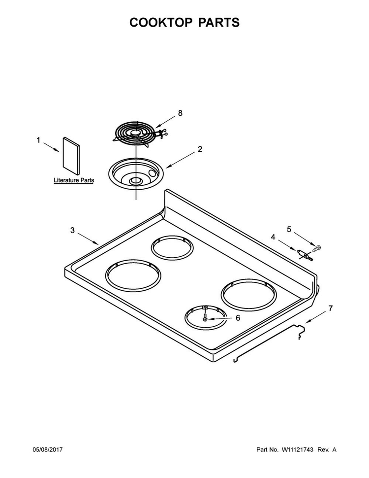 Cooktop Parts Diagram and Parts List for ACR2303MFW1  Amana Range