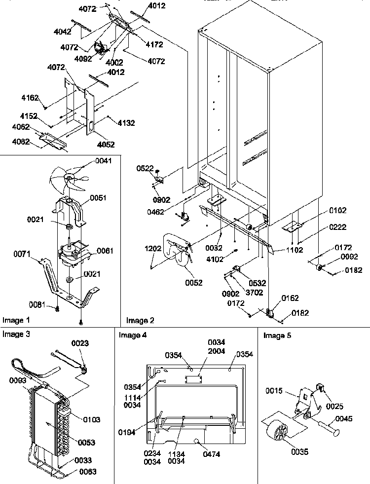 Drain System, Rollers, And Evaporator Assy Diagram and Parts List for SGD22TL-P1303510WL  Amana Refrigerator