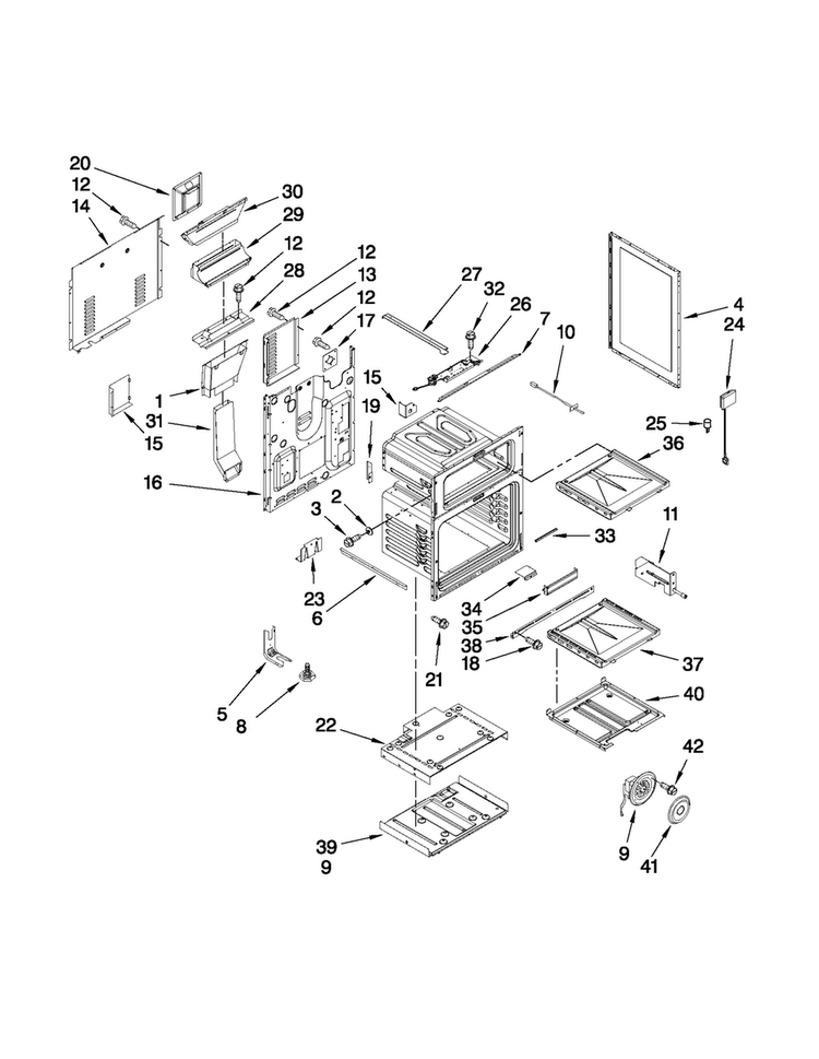 Chassis Parts Diagram and Parts List for MGR6875ADW27  Maytag Range