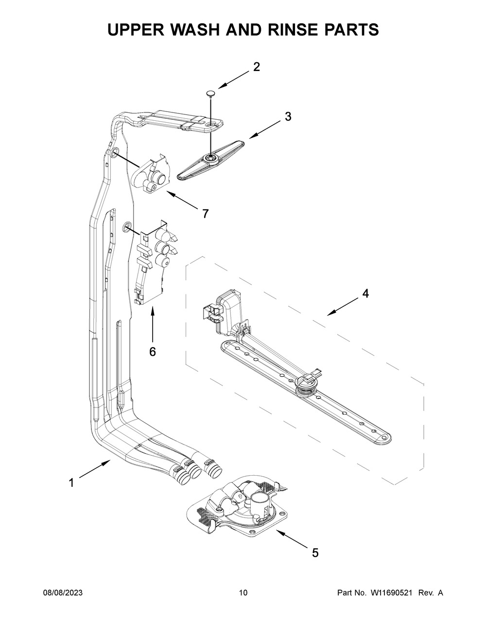 Upper Wash And Rinse Parts Diagram and Parts List for MDB9979SKZ2  Maytag Dishwasher