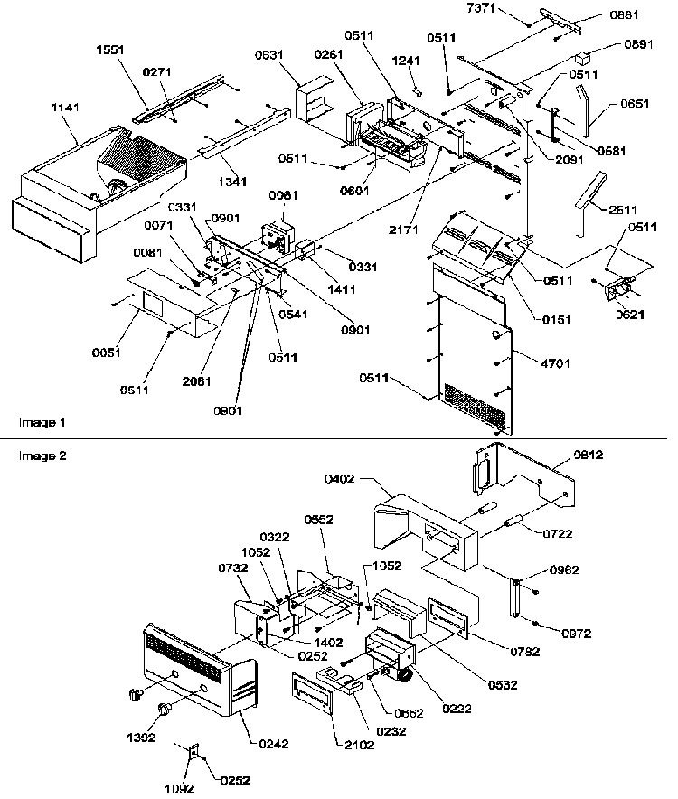 Ice Maker/control Assy Diagram and Parts List for SXD25S2E-P1190421WE  Amana Refrigerator