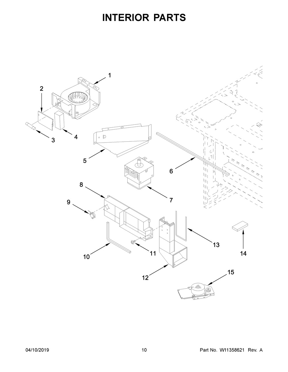 Interior Parts Diagram and Parts List for JMDFS24HM01  Maytag Microwave