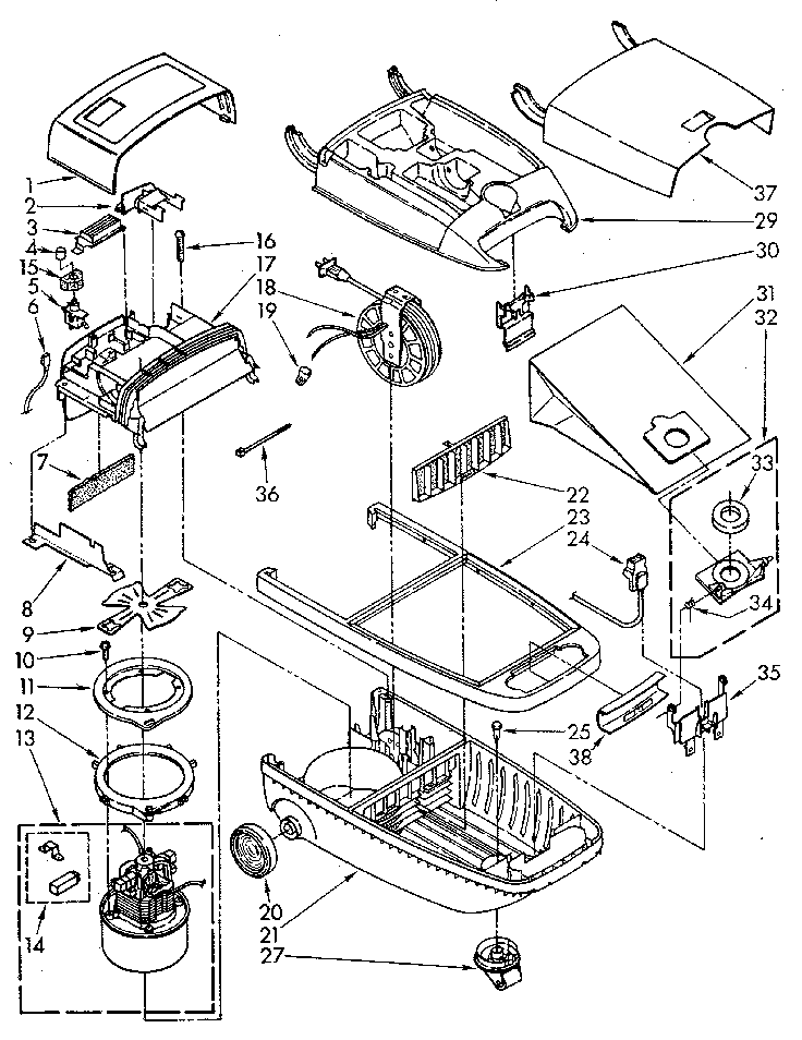 Vacuum Cleaner Diagram and Parts List for 1162040091  Kenmore Canister Vacuum