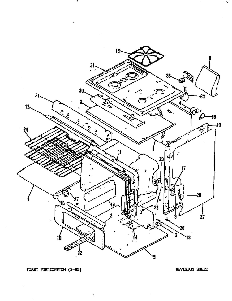 Body Diagram and Parts List for 31FK-3KLX-ON  Magic Chef Range