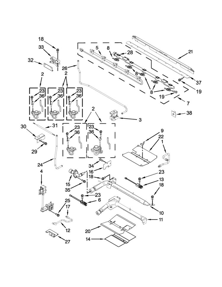 Manifold Parts Diagram and Parts List for MGT8820DS03  Maytag Range