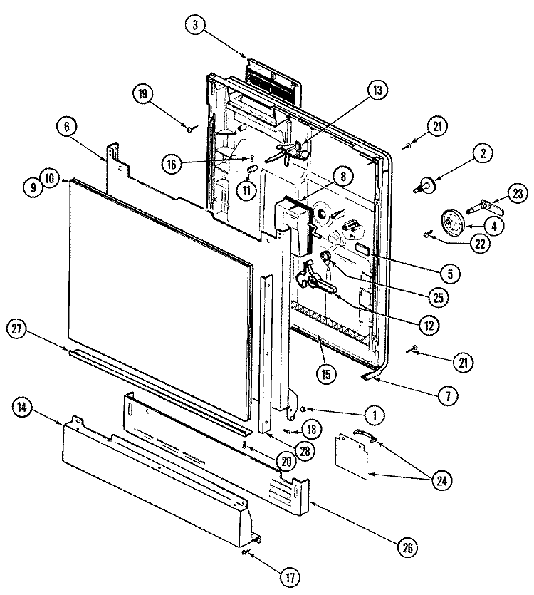 DOOR Diagram and Parts List for DU55CN-55  Magic Chef Dishwasher