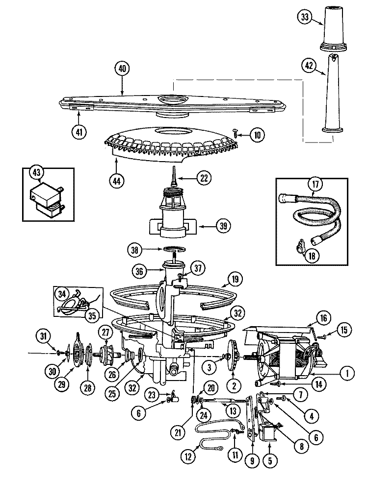 PUMP & MOTOR Diagram and Parts List for CDC450B  Crosley Dishwasher
