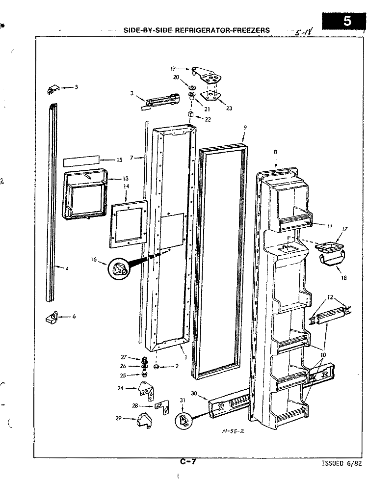 FREEZER DOOR Diagram and Parts List for RND24AA-3A 2L49A Admiral Refrigerator