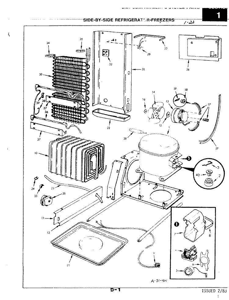 UNIT COMPARTMENT & SYSTEM Diagram and Parts List for RND24AN-3A 3M54B Magic Chef Refrigerator