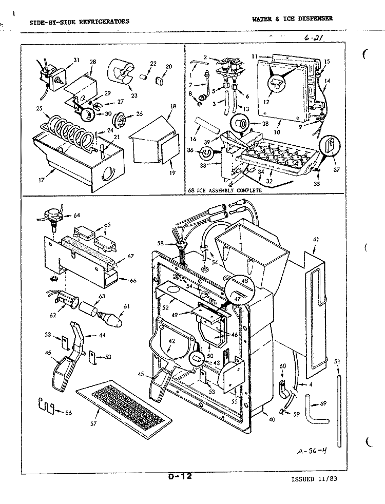 WATER & ICE DISPENSER Diagram and Parts List for RND24AN-3A 3M54B Magic Chef Refrigerator