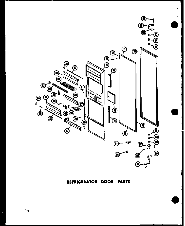 Refrigerator Door Parts Diagram and Parts List for SD19A-C-P60350-7WC  Amana Refrigerator