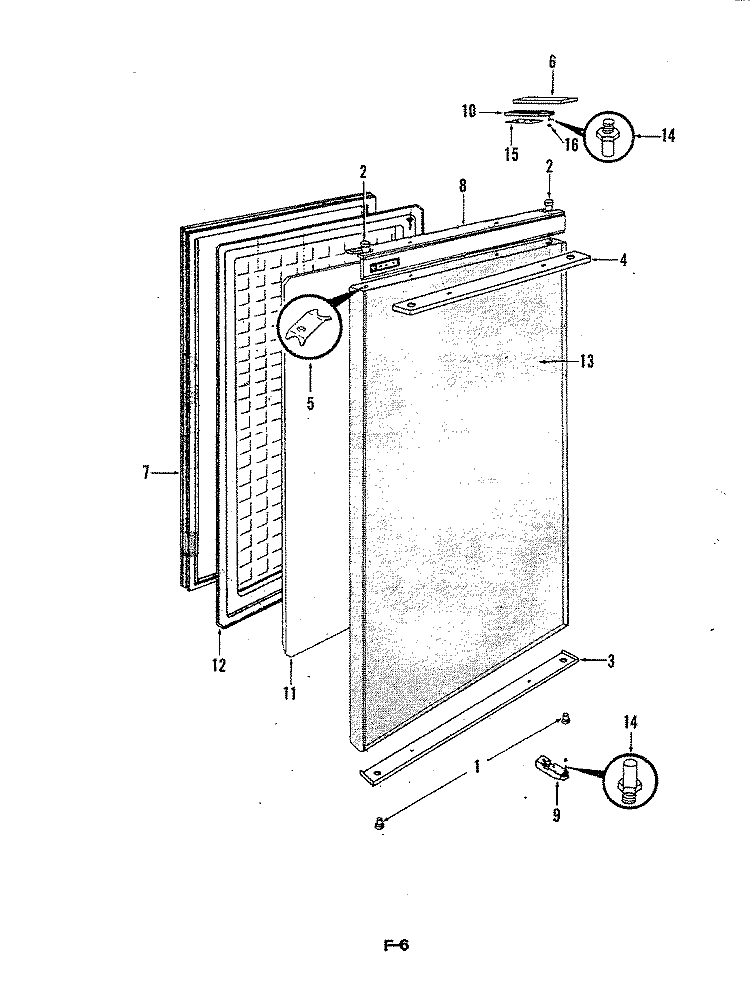 DOOR Diagram and Parts List for RCV5  Maytag Freezer