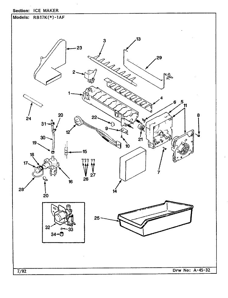 ICE MAKER Diagram and Parts List for RB17KN1AF BG26A Admiral Refrigerator