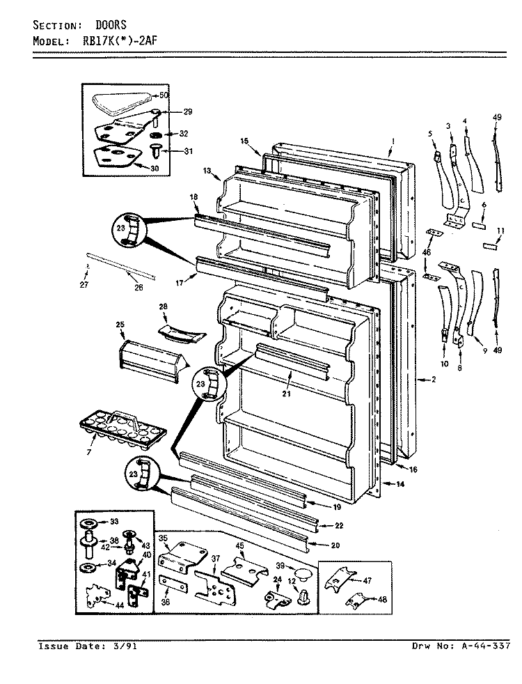 DOORS Diagram and Parts List for RB17KN2AF BG36A Admiral Refrigerator
