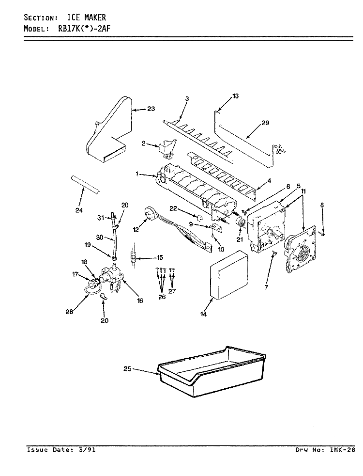 ICE MAKER Diagram and Parts List for RB17KN2AF BG36A Admiral Refrigerator