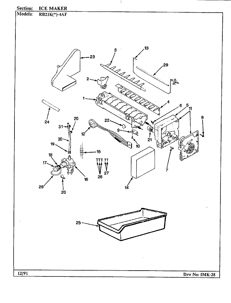 ICE MAKER Diagram and Parts List for RB21KW4AF BG76A Magic Chef Refrigerator