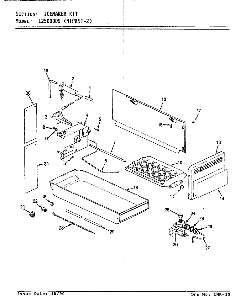 ICE MAKER KIT Diagram and Parts List for MIP85T-2  Maytag Ice Maker