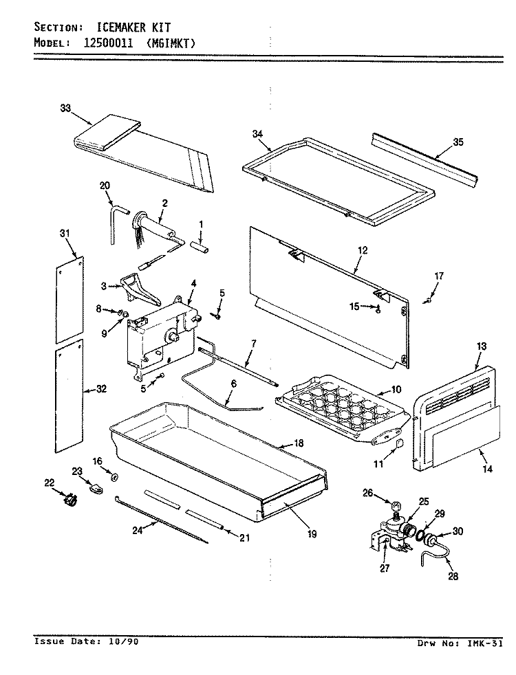 ICE MAKER KIT Diagram and Parts List for MGIMKT  Maytag Ice Maker