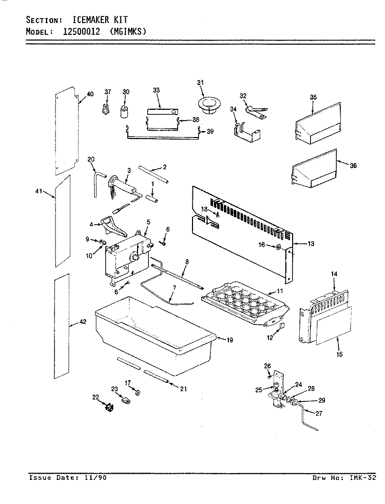 ICE MAKER KIT Diagram and Parts List for MGIMKS  Maytag Ice Maker