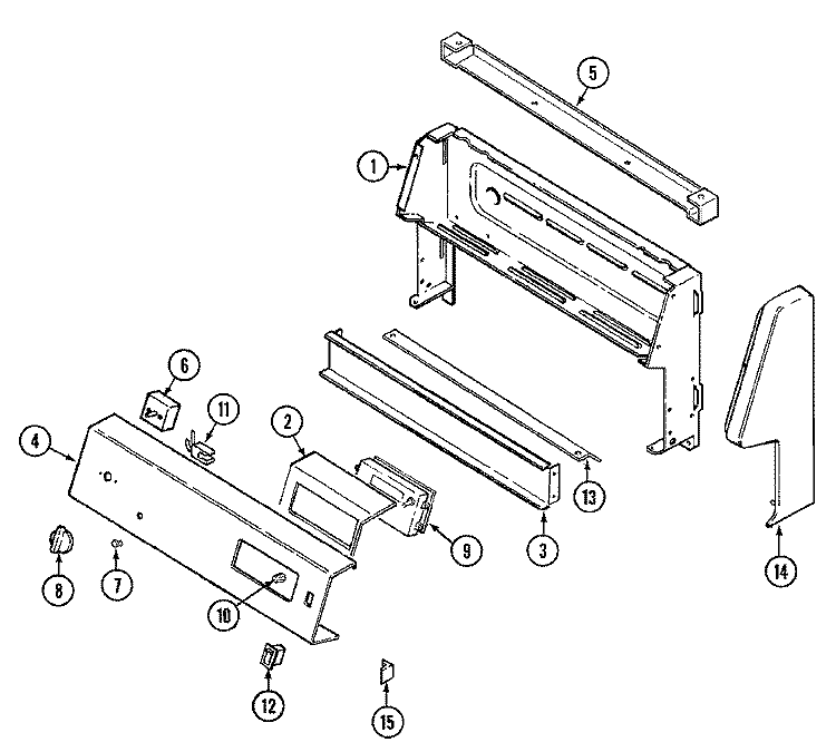 CONTROL PANEL Diagram and Parts List for 3862VVV  Magic Chef Range
