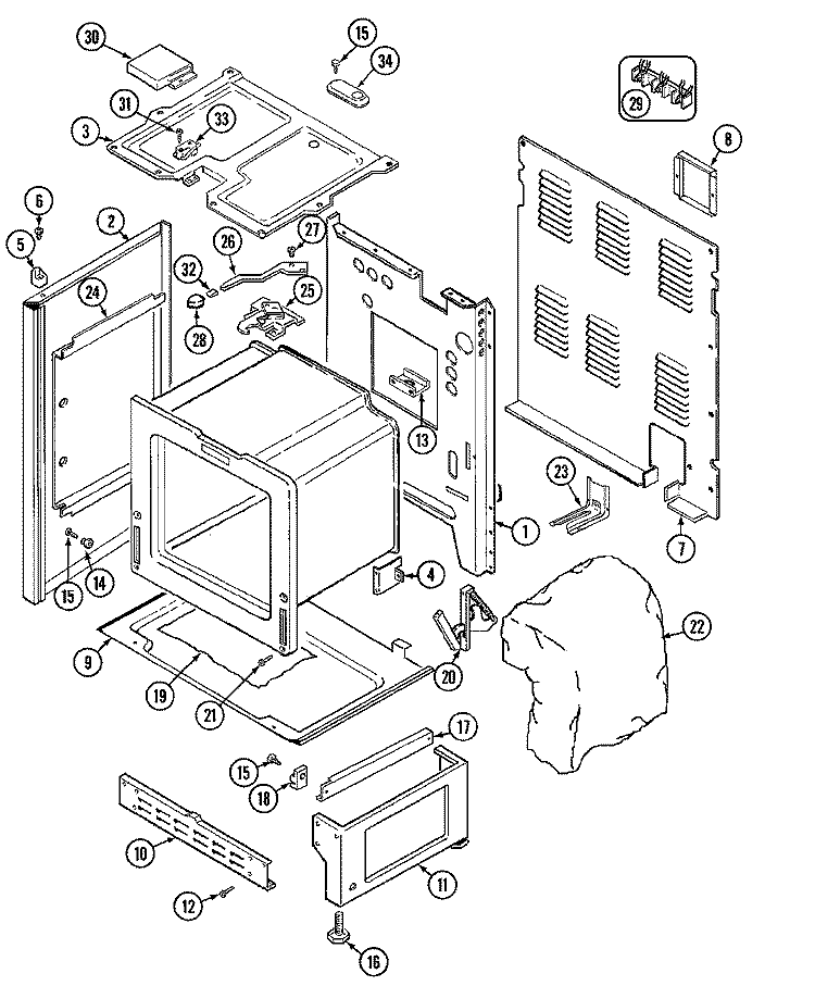 BODY Diagram and Parts List for 3862VVV  Magic Chef Range