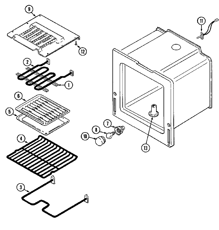OVEN Diagram and Parts List for 3862VVV  Magic Chef Range