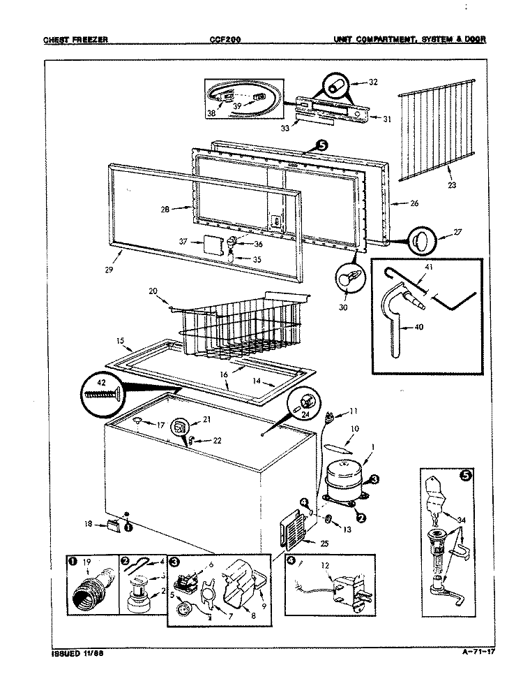 UNIT COMPARTMENT & SYSTEM Diagram and Parts List for CCF200 EY52A Admiral Freezer