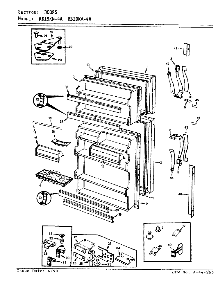 DOORS Diagram and Parts List for RB19KA-4A AG65A Magic Chef Refrigerator