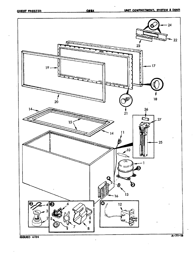 UNIT COMPARTMENT & SYSTEM Diagram and Parts List for C6E4 EY63A Maytag Freezer