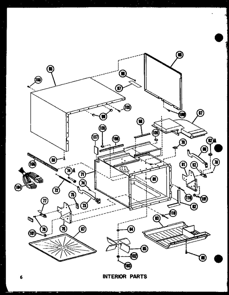 Interior Parts Diagram and Parts List for RR7 P72582-2M Amana Microwave