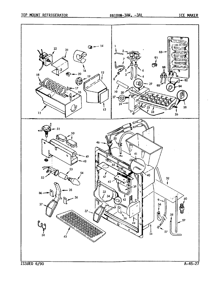 ICE MAKER Diagram and Parts List for RB18HA-3AL 8B22B Admiral Refrigerator