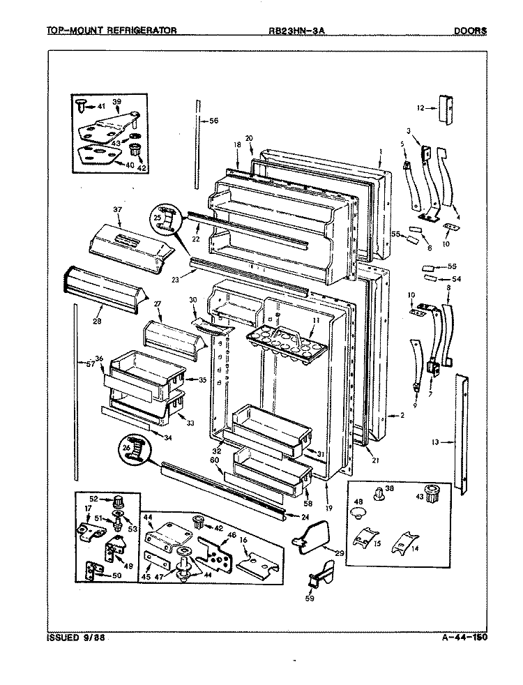 DOORS Diagram and Parts List for RB23HA-3A 8C70A Magic Chef Refrigerator