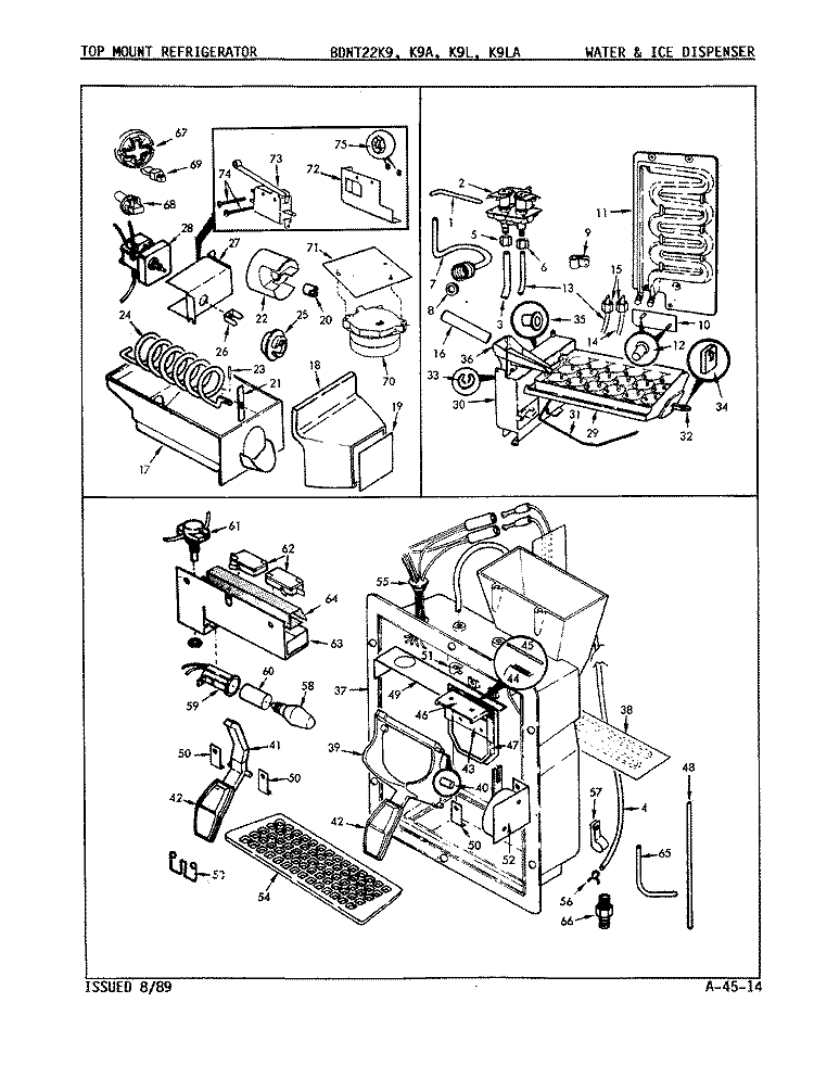 WATER & ICE DISPENSER Diagram and Parts List for BDNT22K9L 9A56A Admiral Refrigerator