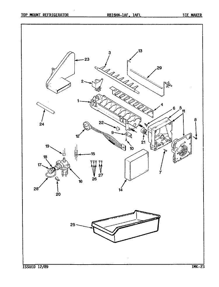 ICE MAKER Diagram and Parts List for RB15HA1AF 9B44A Magic Chef Refrigerator