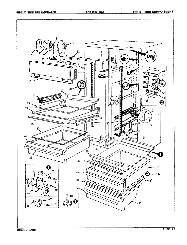 FRESH FOOD COMPARTMENT Diagram and Parts List for RC24HY-3AI 8N72A Magic Chef Refrigerator