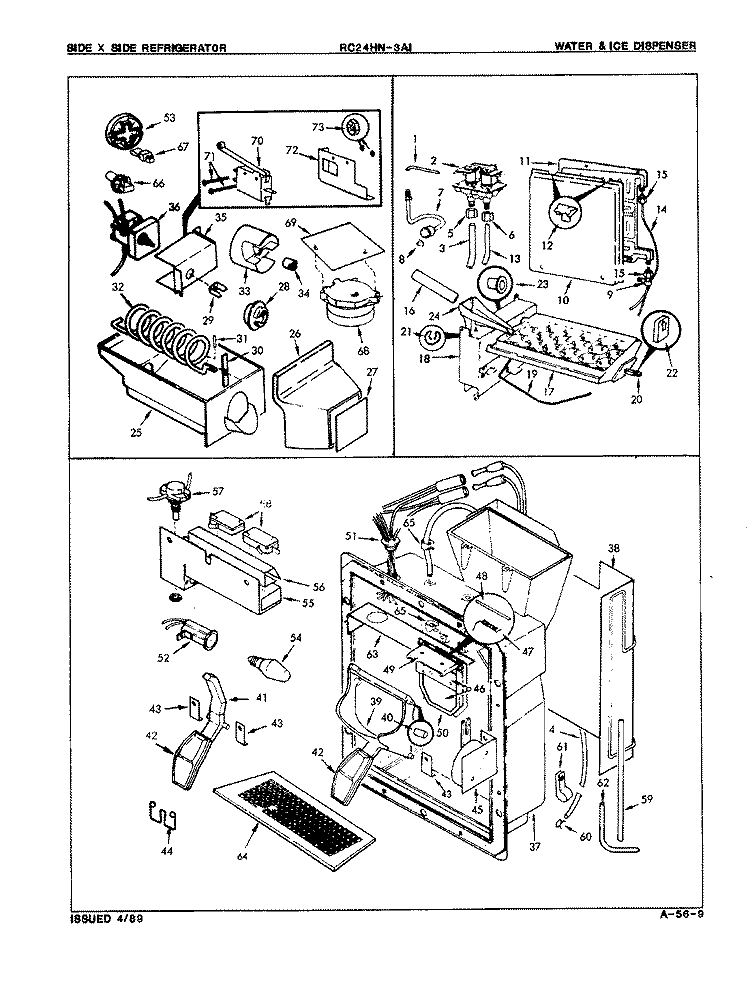 WATER & ICE DISPENSER Diagram and Parts List for RC24HY-3AI 8N72A Magic Chef Refrigerator