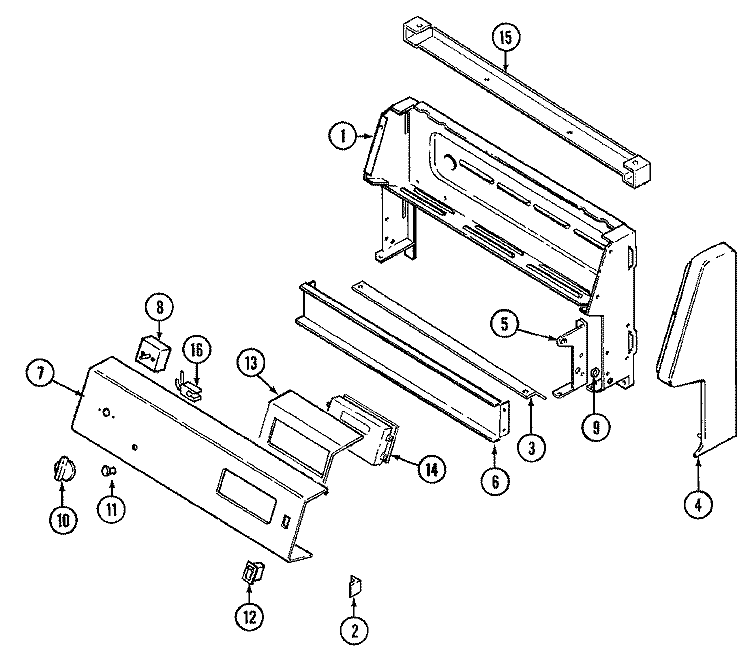 CONTROL PANEL Diagram and Parts List for 3867VVD  Magic Chef Range