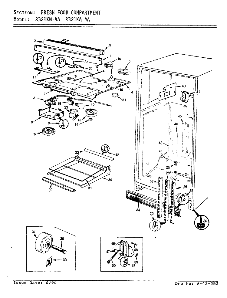 FRESH FOOD COMPARTMENT Diagram and Parts List for RB21KA-4A AG72B Magic Chef Refrigerator