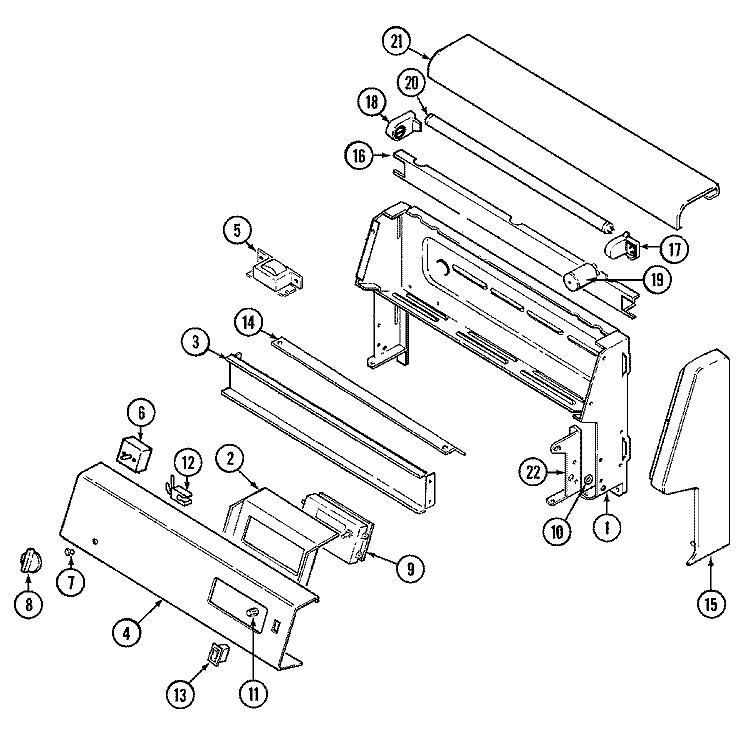 CONTROL PANEL Diagram and Parts List for 3882XVA  Magic Chef Range