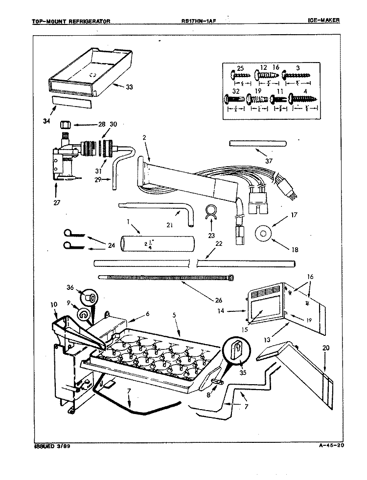 ICE MAKER Diagram and Parts List for RB17HA1AF 8C62A Magic Chef Refrigerator