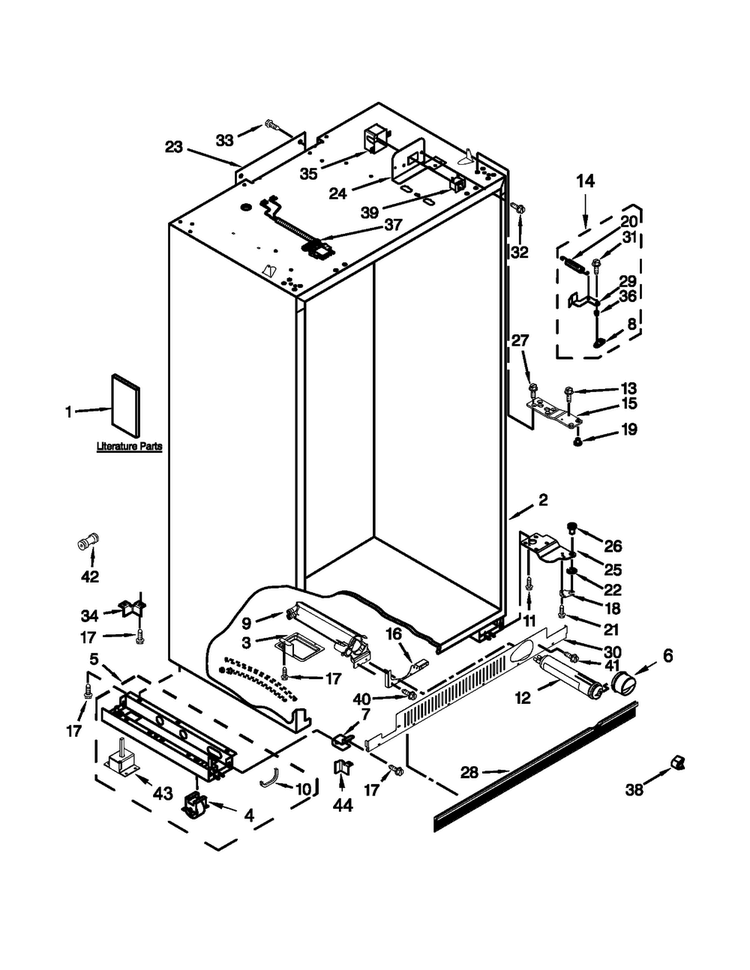 Cabinet Parts Diagram and Parts List for JS48PPDUDB20  Jenn-Air Refrigerator