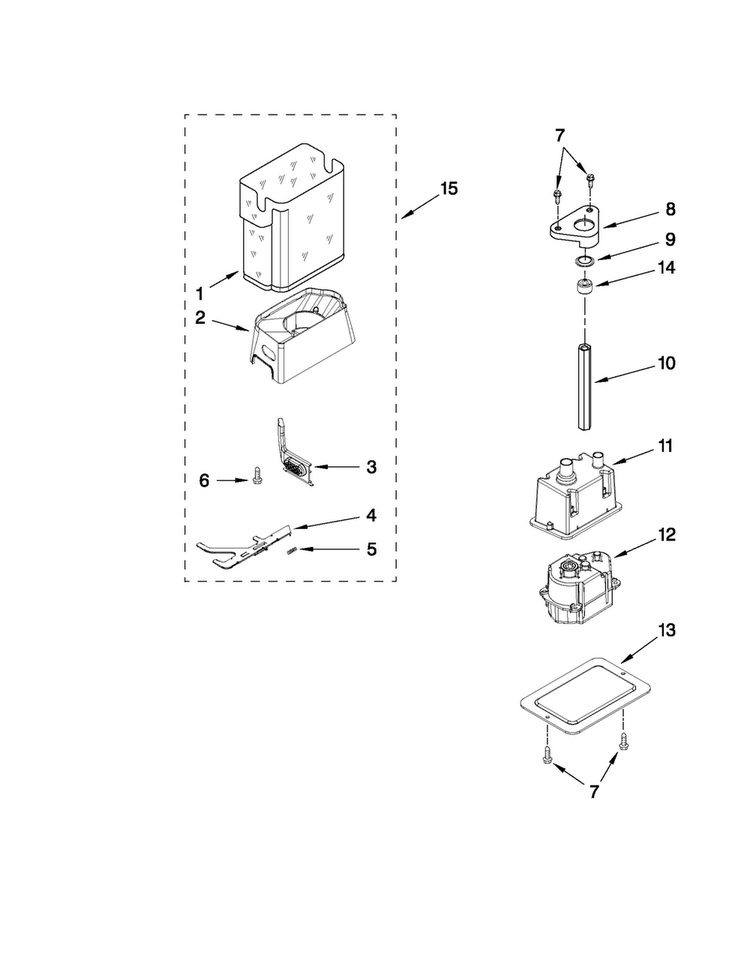 Motor And Ice Container Parts Diagram and Parts List for JS42PPDUDB14  Jenn-Air Refrigerator