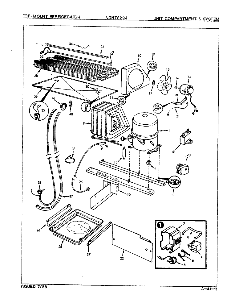 UNIT COMPARTMENT & SYSTEM Diagram and Parts List for NDNT229JA 8B21B Maytag Refrigerator