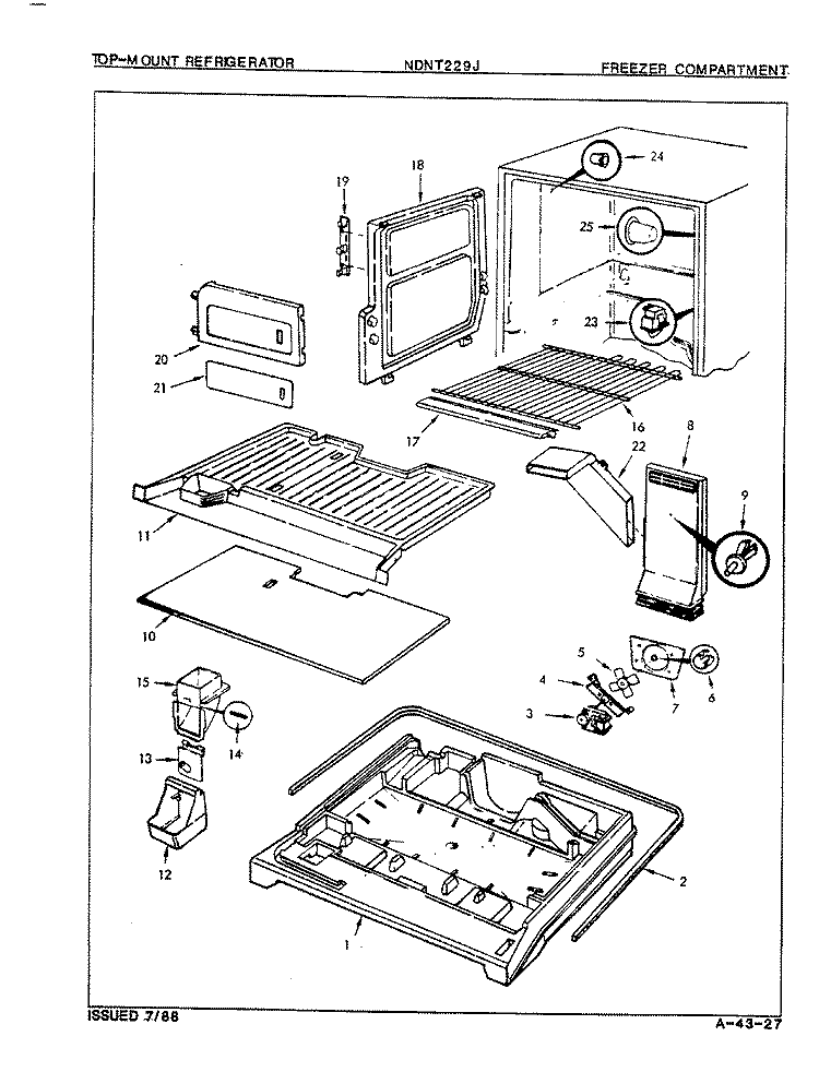 FREEZER COMPARTMENT Diagram and Parts List for NDNT229JA 8B21B Maytag Refrigerator