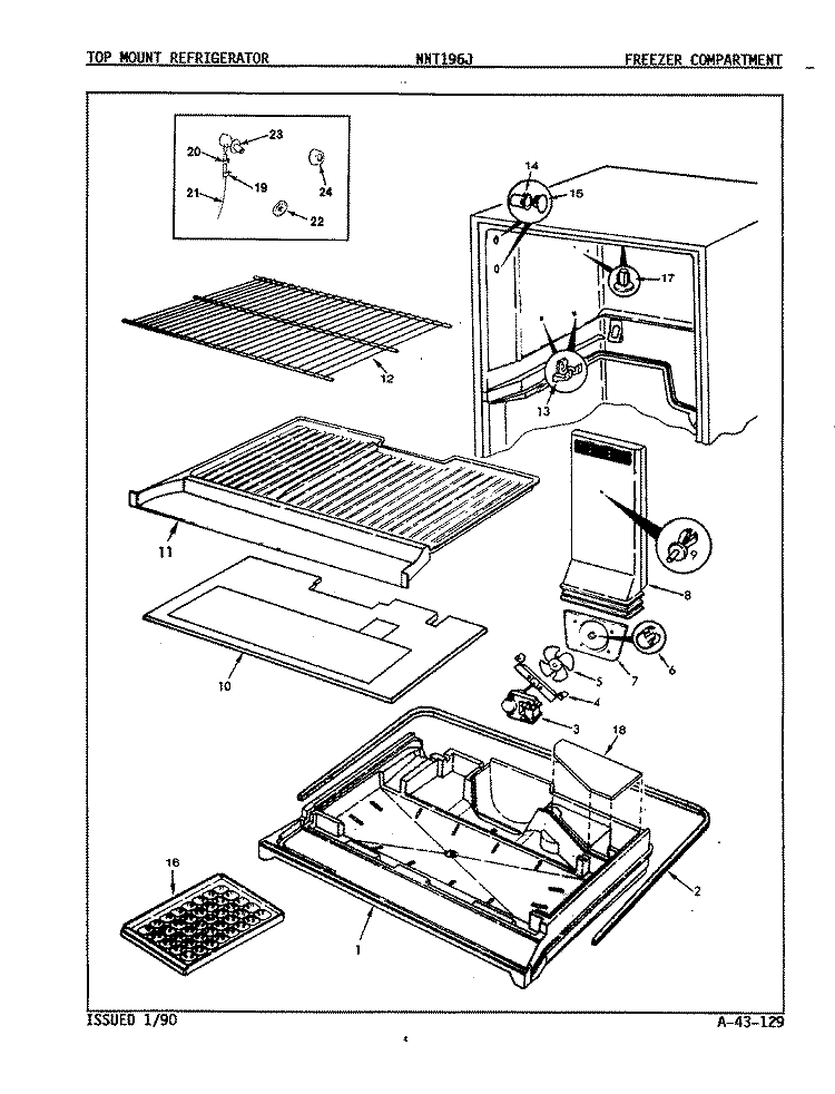 FREEZER COMPARTMENT Diagram and Parts List for NNT196JA 8A29A Maytag Refrigerator