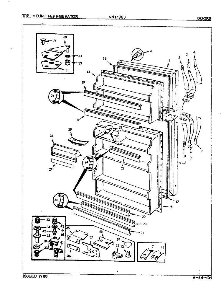 DOORS Diagram and Parts List for NNT196JA 8A29A Maytag Refrigerator