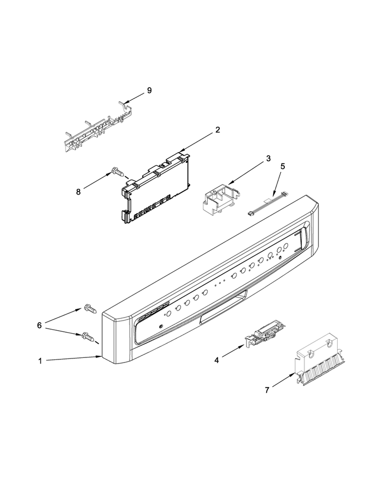 Control Panel And Latch Parts Diagram and Parts List for MDB4709PAB4  Maytag Dishwasher