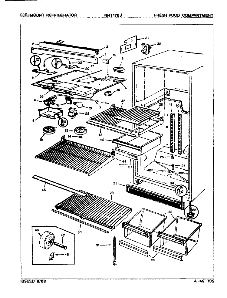 FRESH FOOD COMPARTMENT Diagram and Parts List for NNT176JA 9G43A Maytag Refrigerator